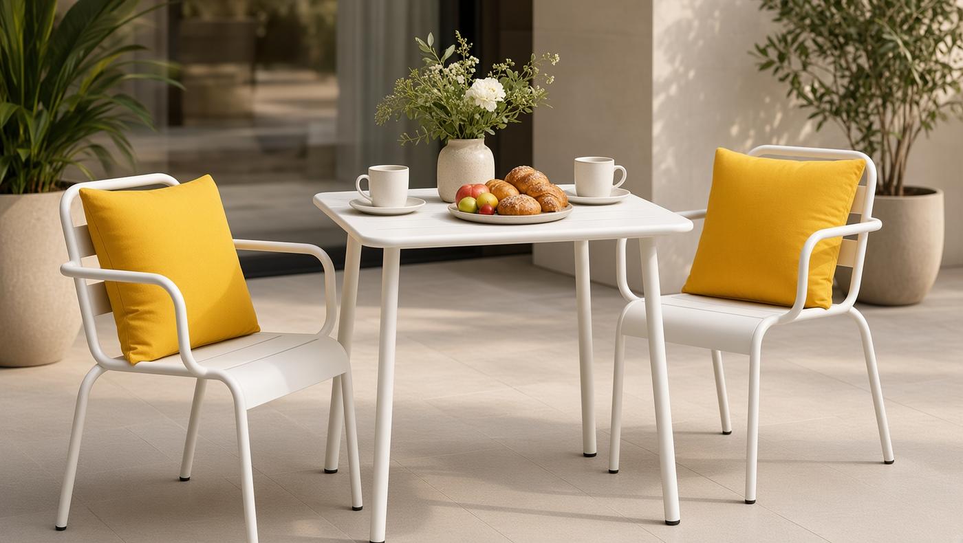 Mesa y Silla Jardín Blanco